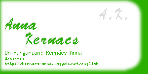 anna kernacs business card